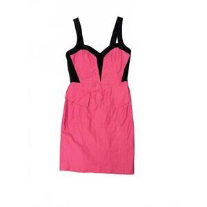 BEBE Pink and Black Colorblock Sleeveless Peplum Dress Size 4